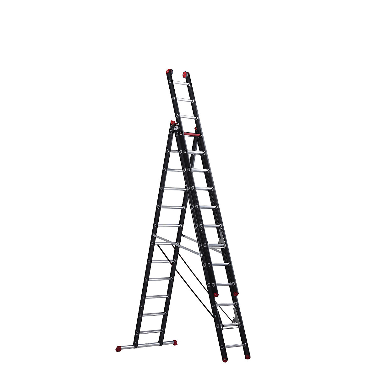 Viacúčelový rebrík, hliník s povrchovou úpravou – Altrex, 3-dielny, čierny, 3 x 12 priečok-13
