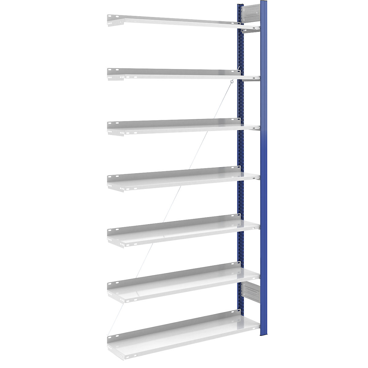 Zásuvný regál na zakladače – hofe, jednostranný, výška 2350 mm, š x h 1000 x 300 mm, prídavný regál, modrá / šedá-6