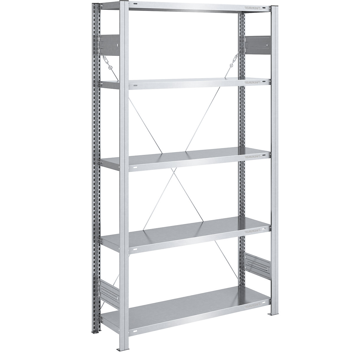 Skladový zásuvný regál, pozinkovaný, lehké provedení – eurokraft pro, výška regálu 2000 mm, základní regál, šířka x hloubka 1000 x 400 mm