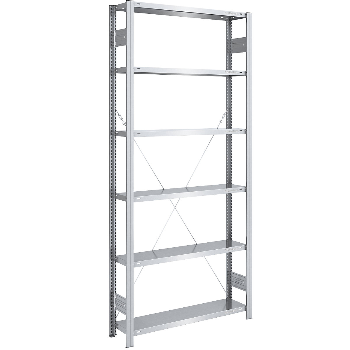 Skladový zásuvný regál, pozinkovaný, lehké provedení – eurokraft pro, výška regálu 2500 mm, základní regál, šířka x hloubka 1000 x 300 mm