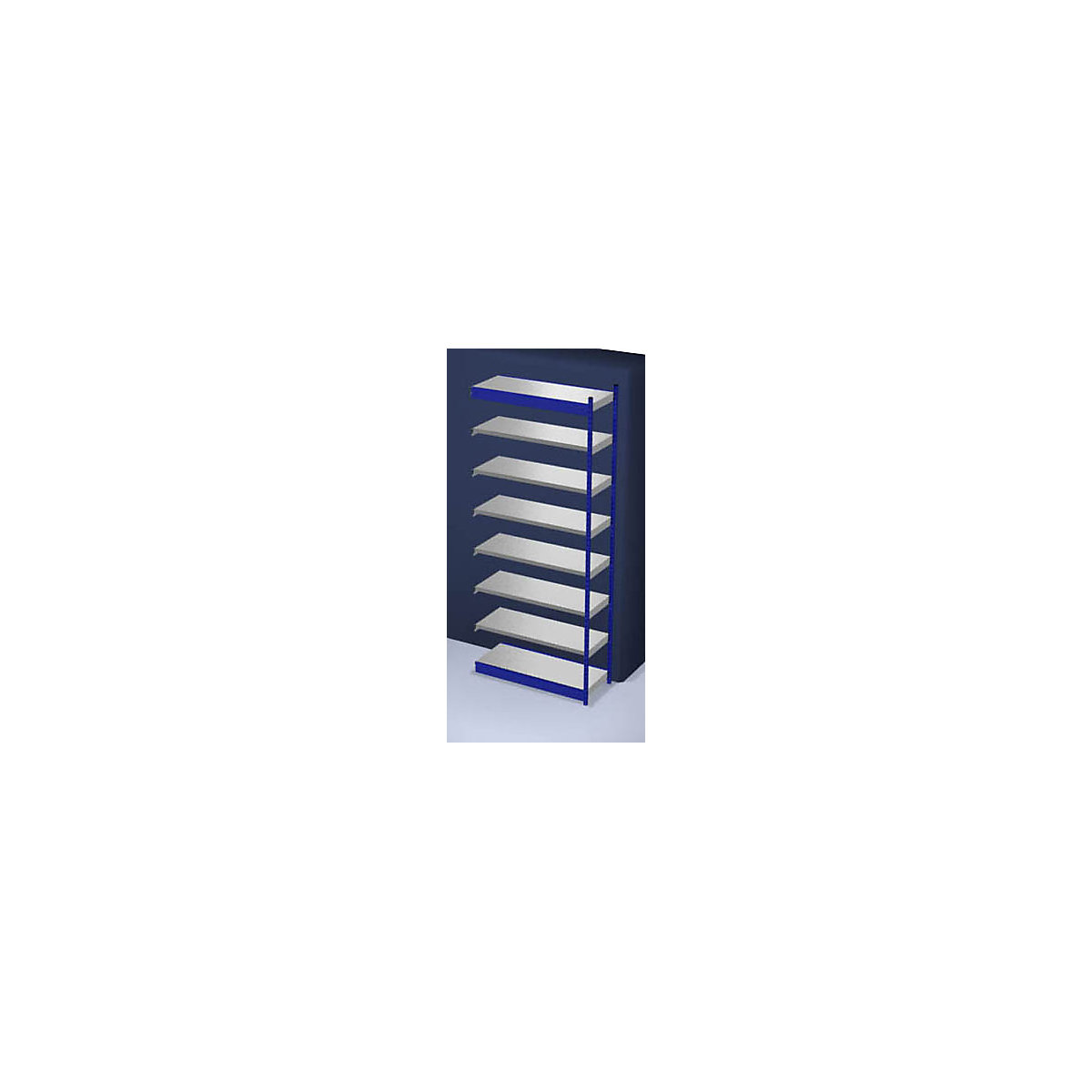 Stabilný zásuvný regál, jednostranný – hofe, výška regálu 3000 mm, modrá/pozinkovaný, šírka police 1325 mm, prídavný regál, šírka x hĺbka 1325 x 500 mm-6