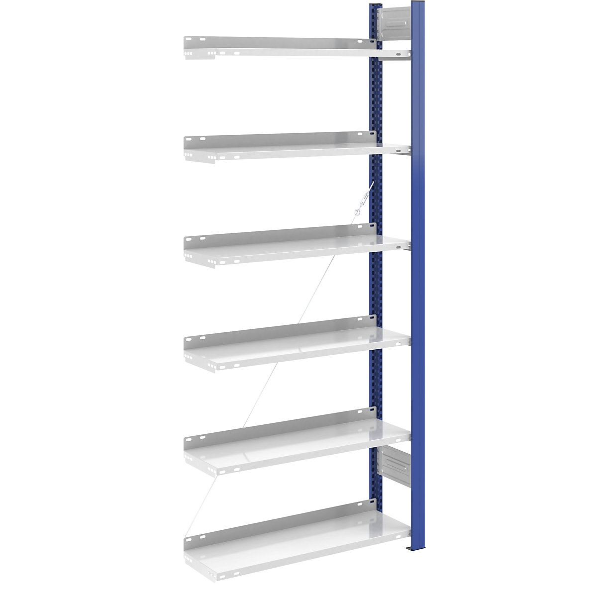 Ordner-Steckregal hofe, einseitig, Höhe 2000 mm, BxT 750 x 300 mm, Anbauregal, blau / grau