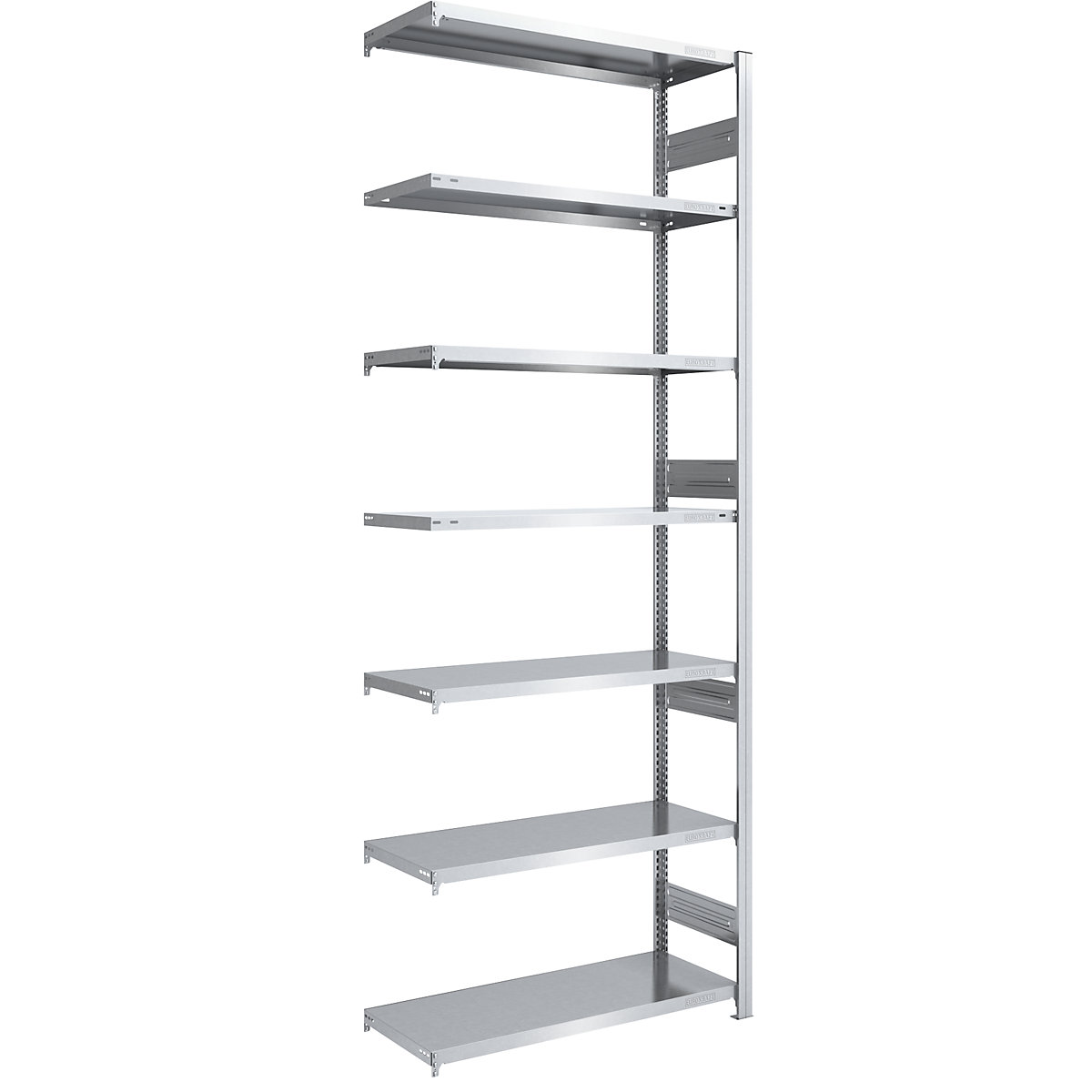 Schwerlast-Steckregal, verzinkt, beidseitig hofe, Regalhöhe 3000 mm, 7 Böden, Anbauregal, BxT 1000 x 500 mm-21