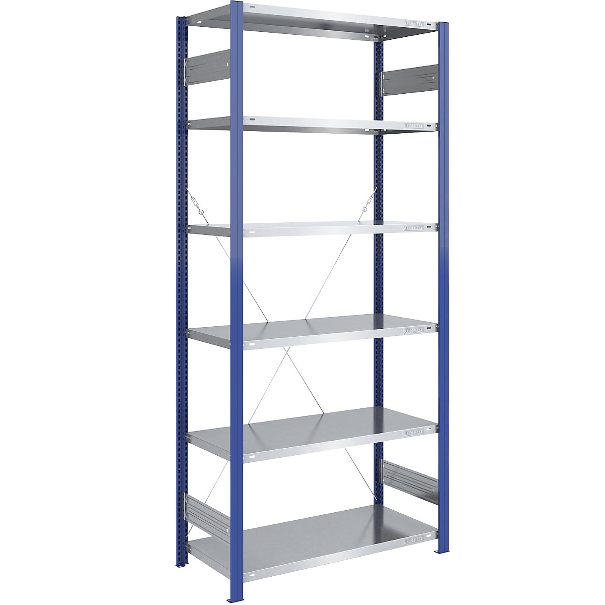 Lager-Steckregal, Regalständer blau, Boden verzinkt eurokraft pro, HxB 2500 x 1000 mm, Grundregal, Tiefe 600 mm