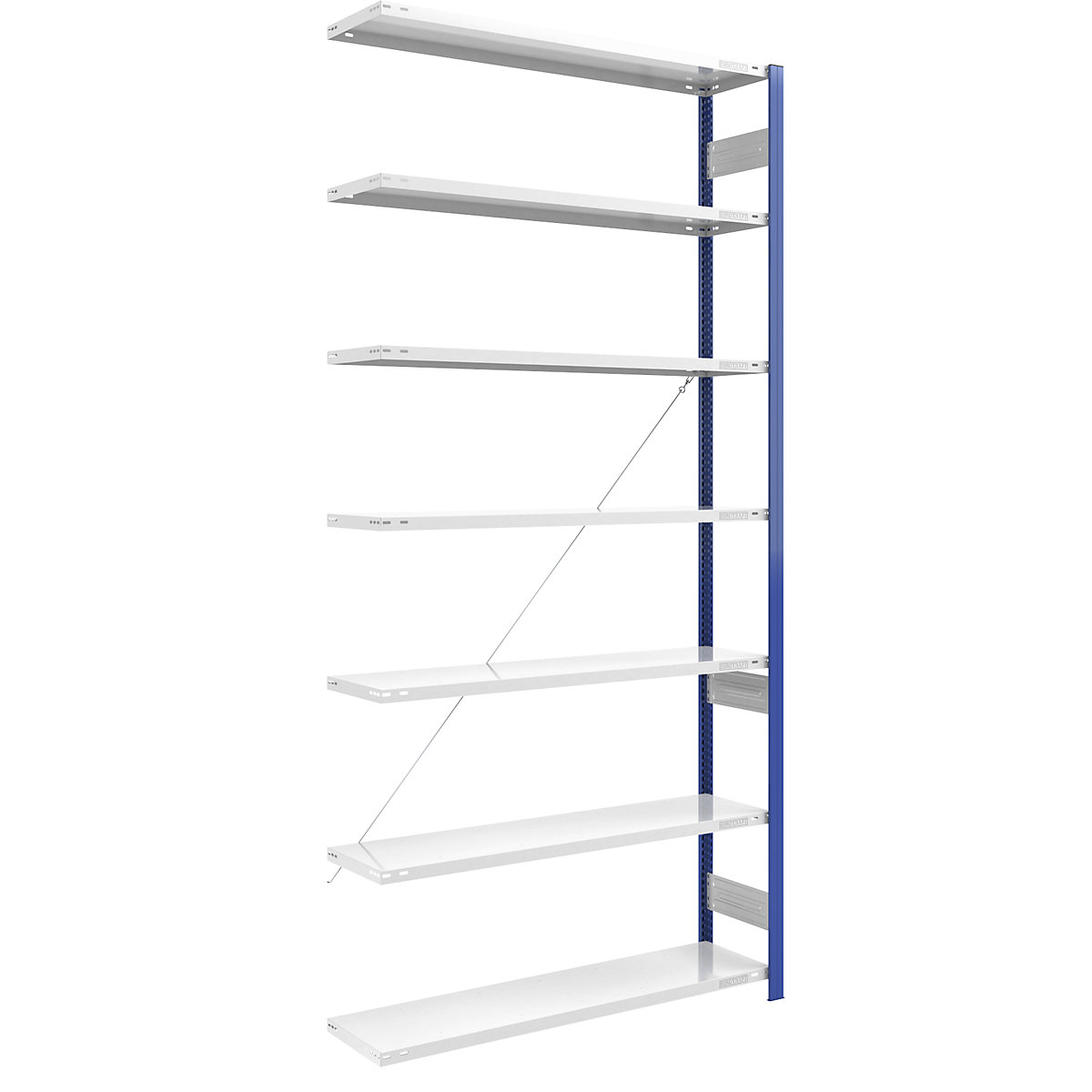 Lager-Steckregal, Regalständer blau eurokraft pro, HxB 3000 x 1300 mm, Boden lichtgrau, Anbauregal, Tiefe 400 mm