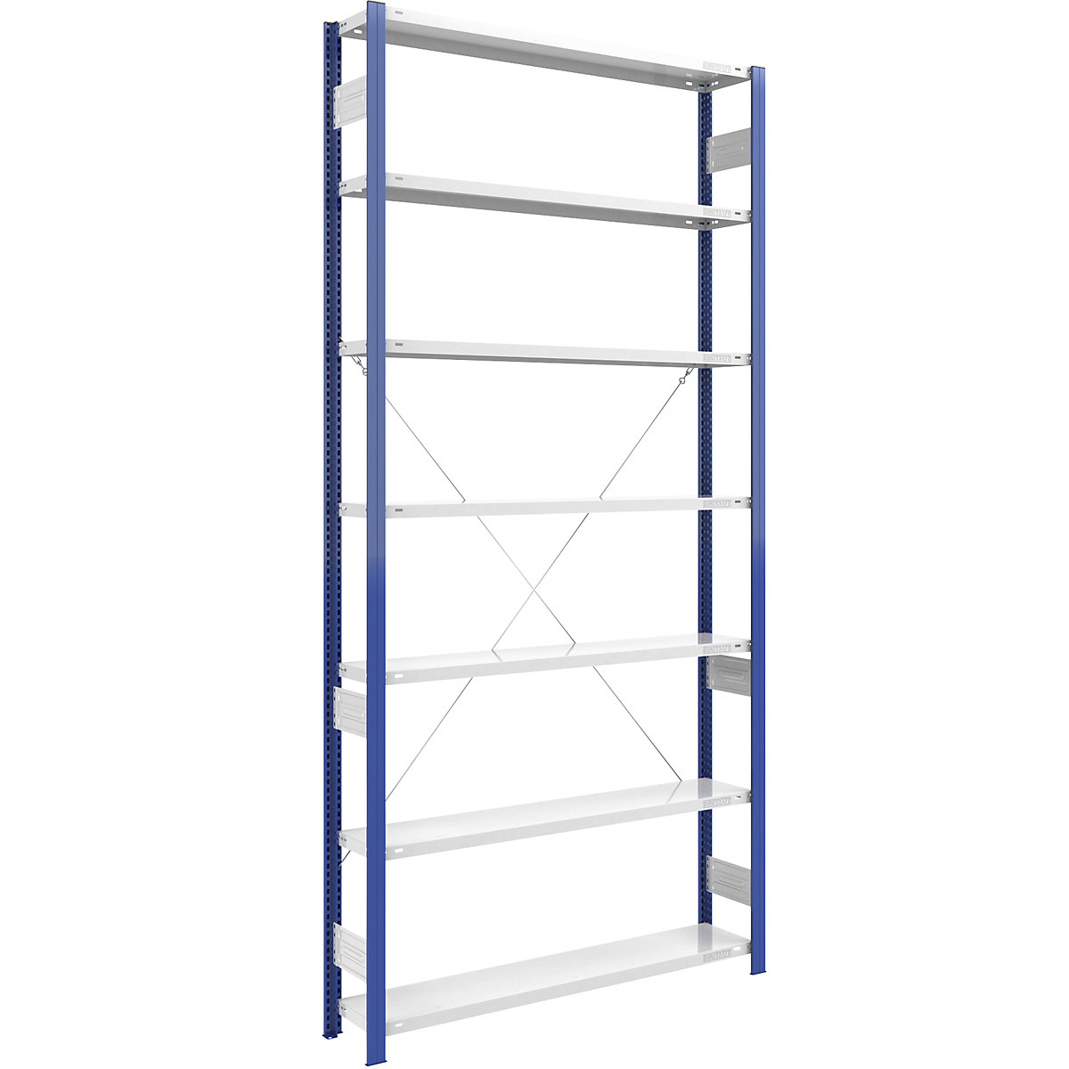 Lager-Steckregal, Regalständer blau eurokraft pro, HxB 3000 x 1300 mm, Boden lichtgrau, Grundregal, Tiefe 300 mm