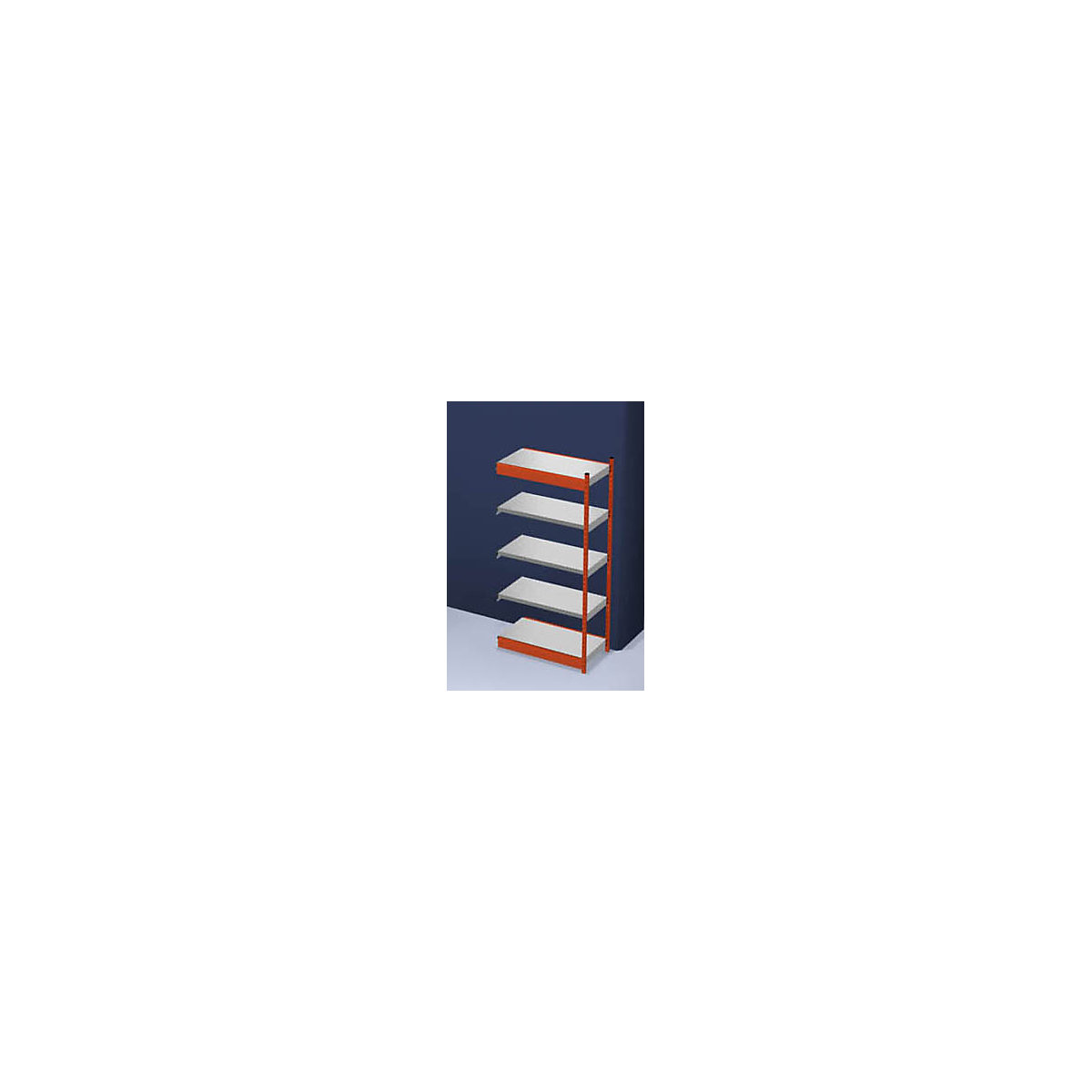 Stabil-Steckregal, einseitig hofe, Regalhöhe 2000 mm, orange/verzinkt, Bodenbreite 1025 mm, Anbauregal, Breite x Tiefe 1025 x 500 mm