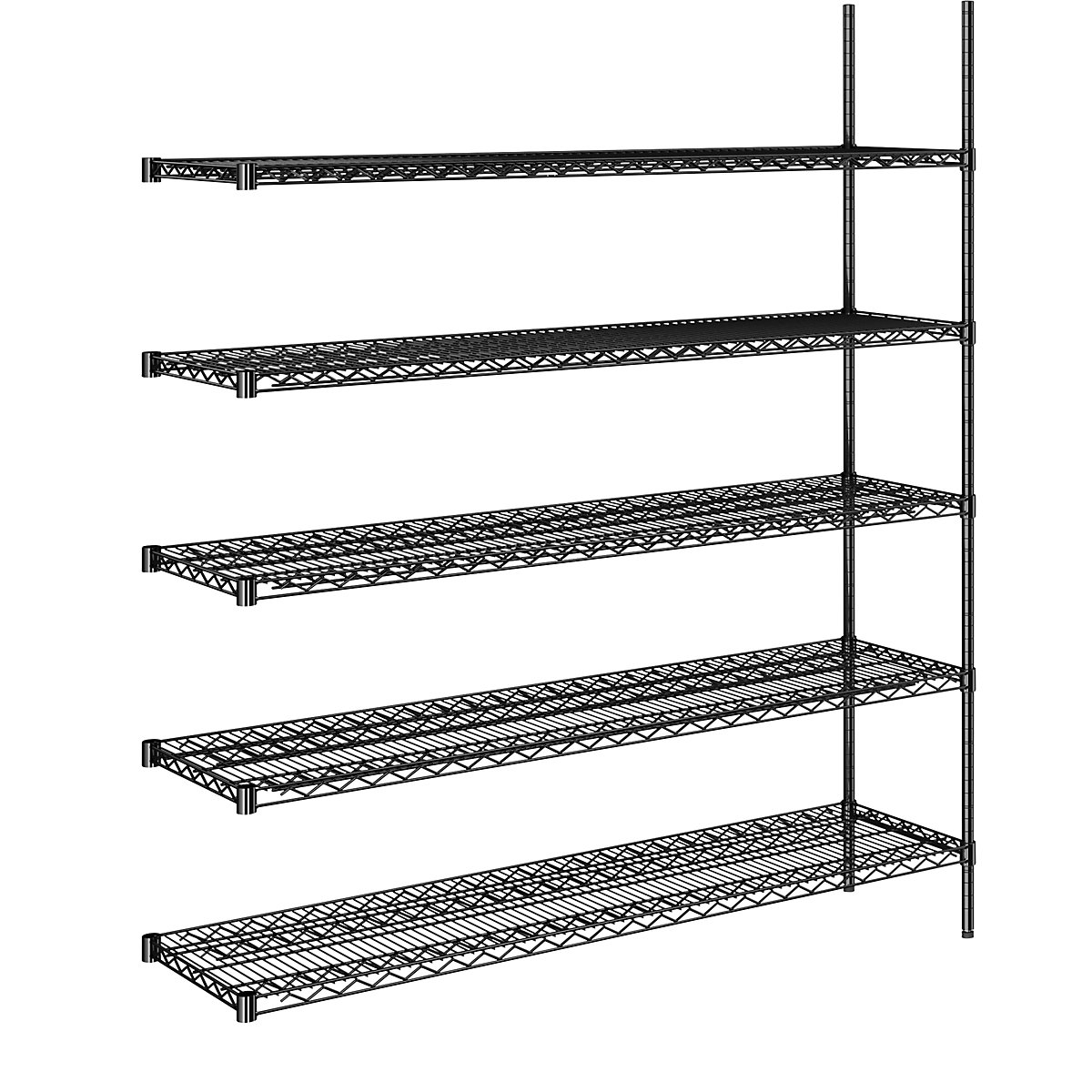 Stahldraht-Gitterregal, schwarz, Fachlast 250 kg, BxT 1520 x 460 mm, Anbauregal, Höhe 1880 mm, 5 Fachböden-5
