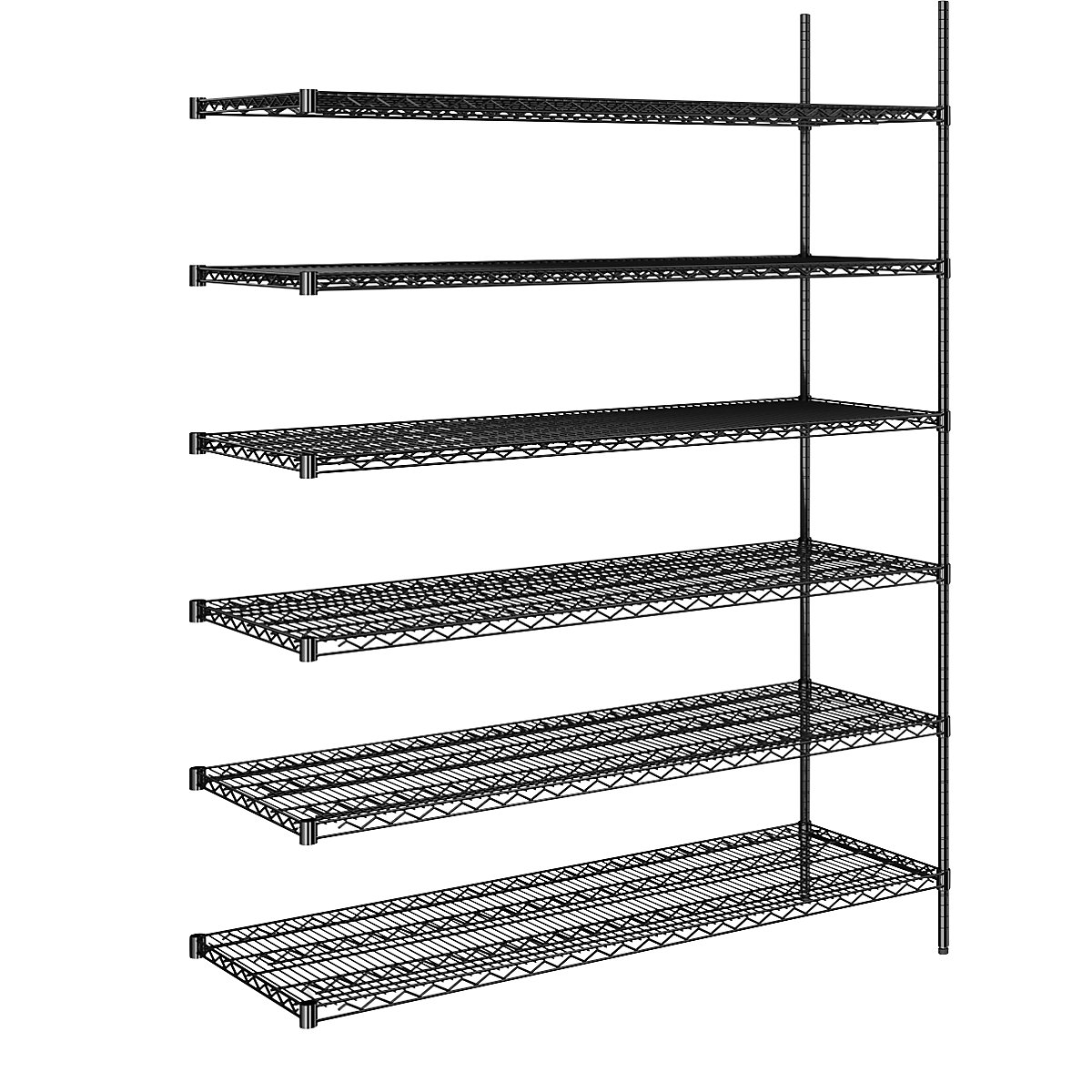 Stahldraht-Gitterregal, schwarz, Fachlast 250 kg, BxT 1520 x 610 mm, Anbauregal, Höhe 2180 mm, 6 Fachböden-8
