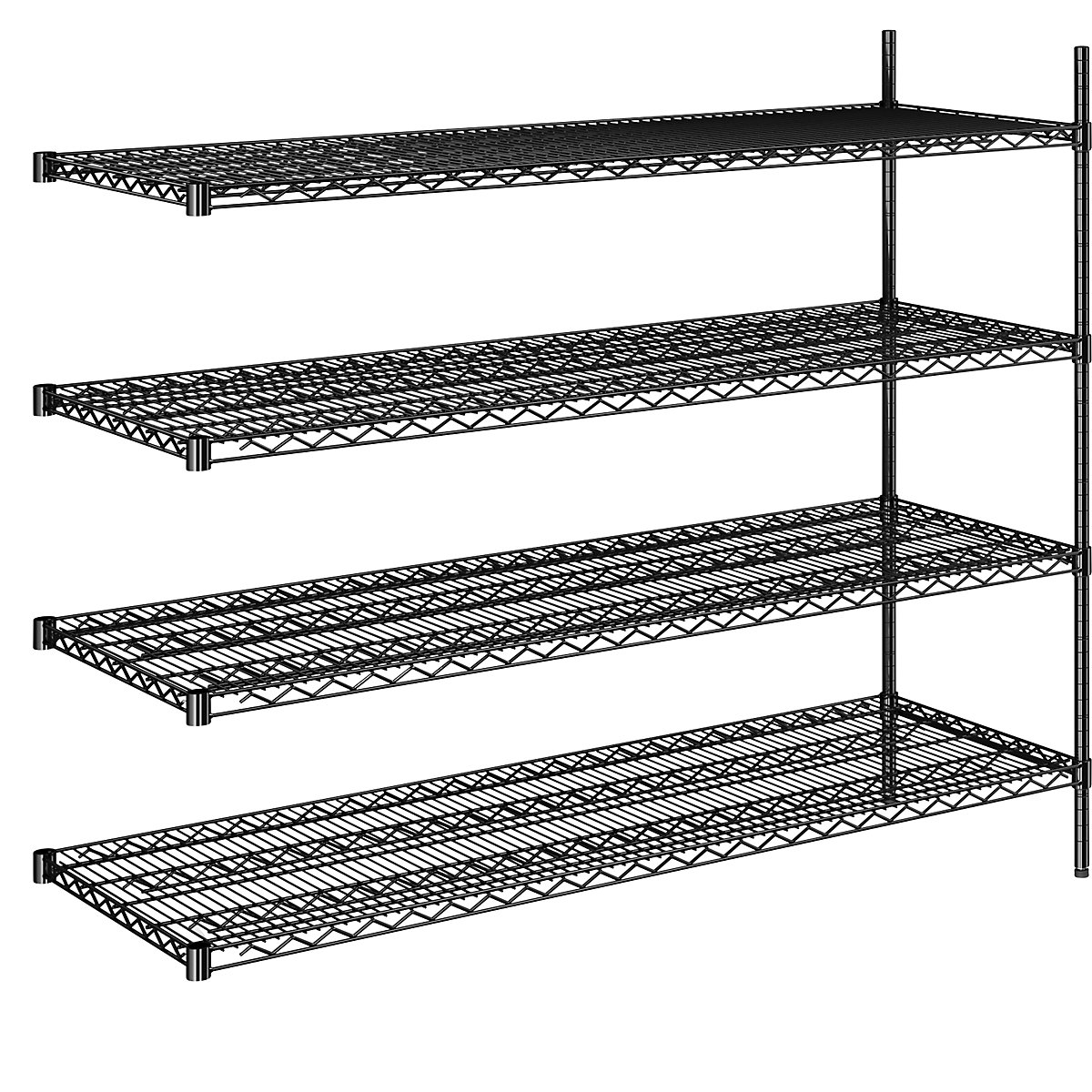 Stahldraht-Gitterregal, schwarz, Fachlast 250 kg, BxT 1520 x 610 mm, Anbauregal, Höhe 1370 mm, 4 Fachböden-10