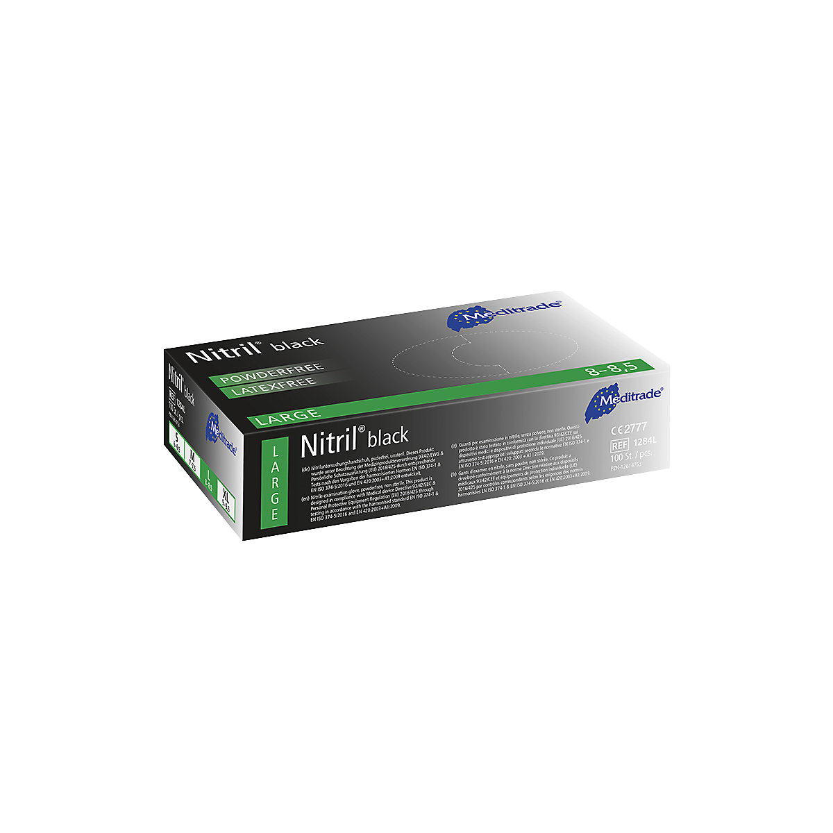 Nitril-Einweghandschuhe Meditrade, VE 1000 Stk, lebensmittelkonform, schwarz, Größe L-4