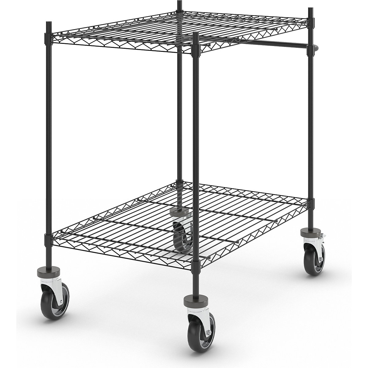 Mesa em grade de arame com rodas, preta