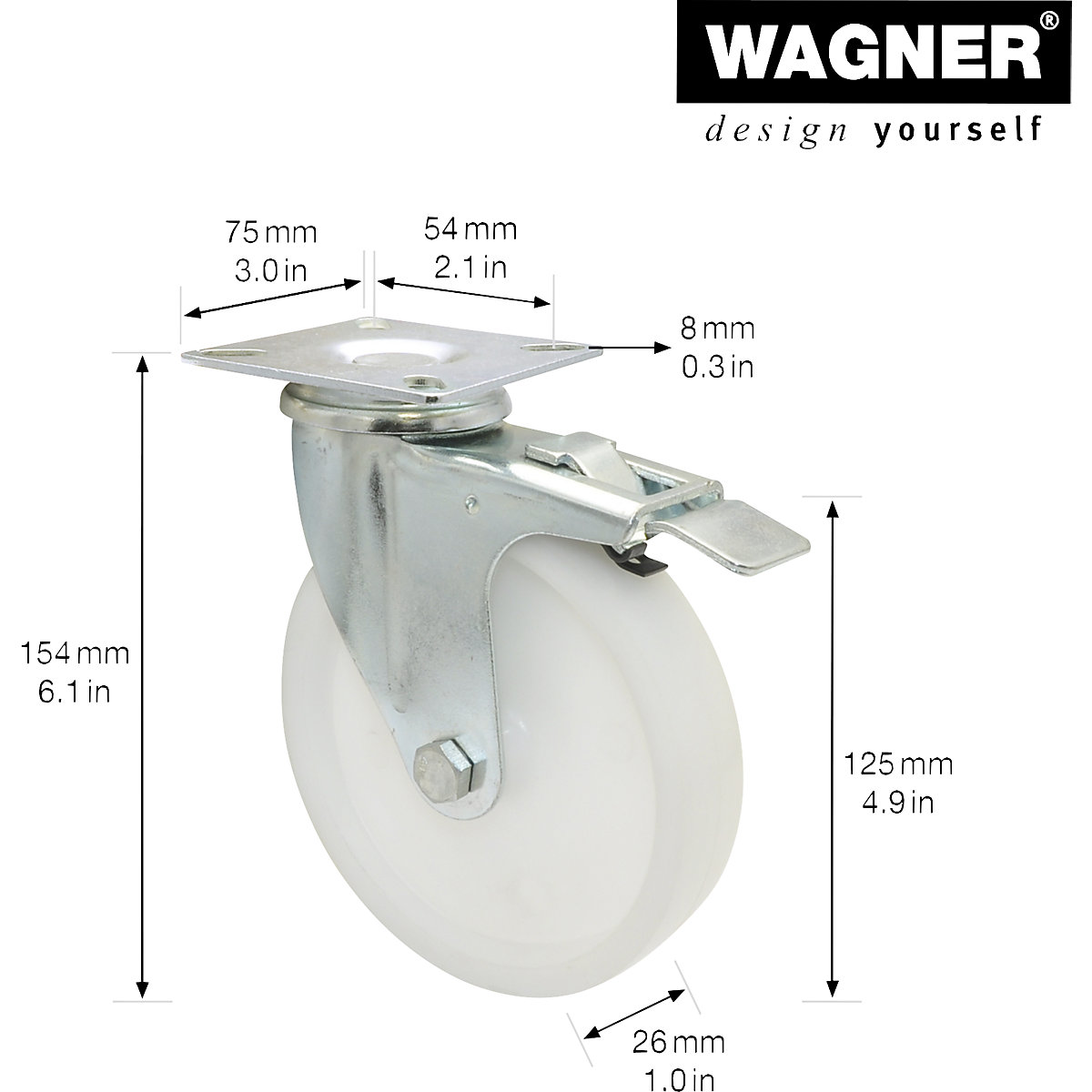 Roți pivotante pentru aparate, plastic – Wagner (Imagine produs 2)-1