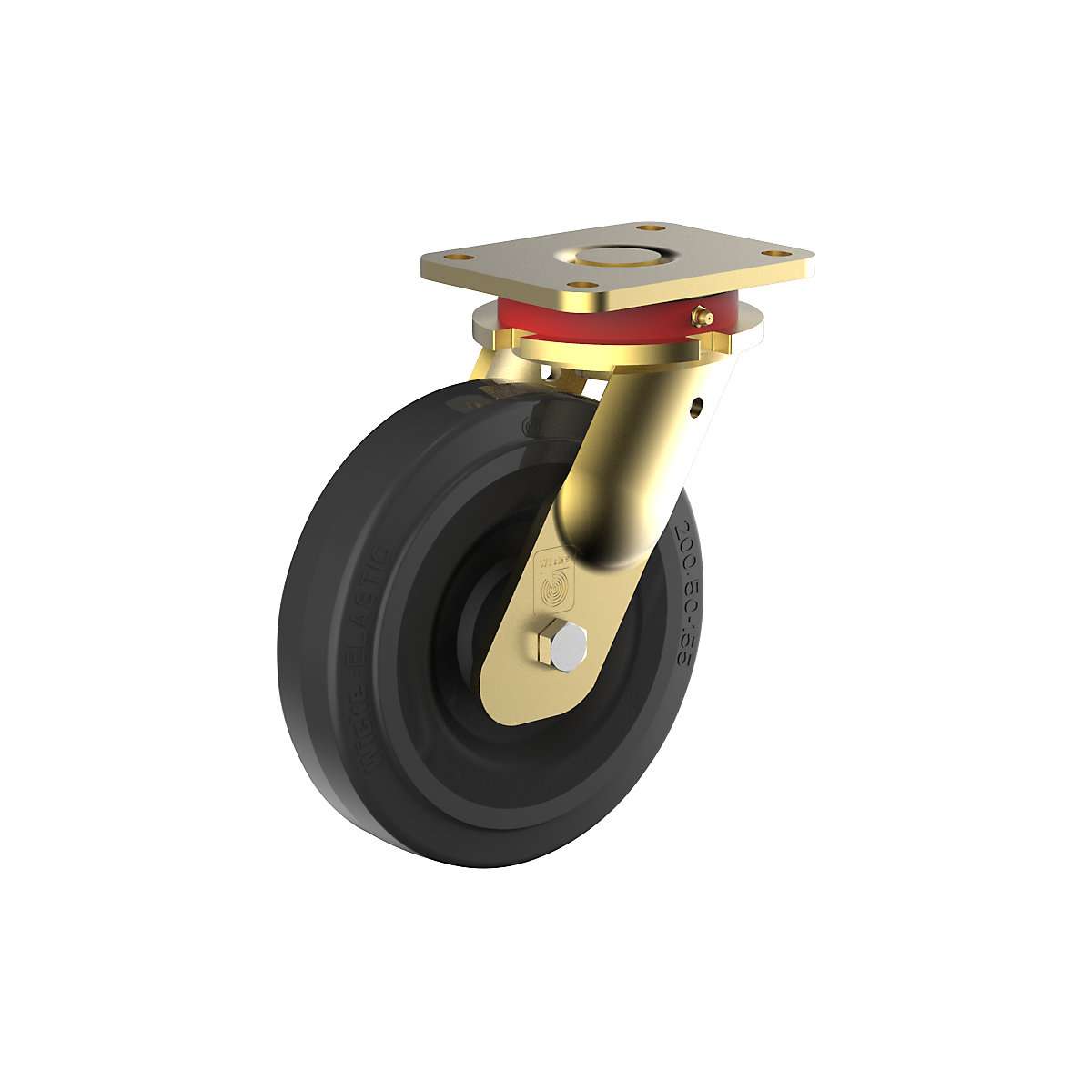 Roda de borracha maciça elástica, corpo em aço, soldada – Wicke, Ø da roda x largura 200 x 50 mm, roda orientável-1