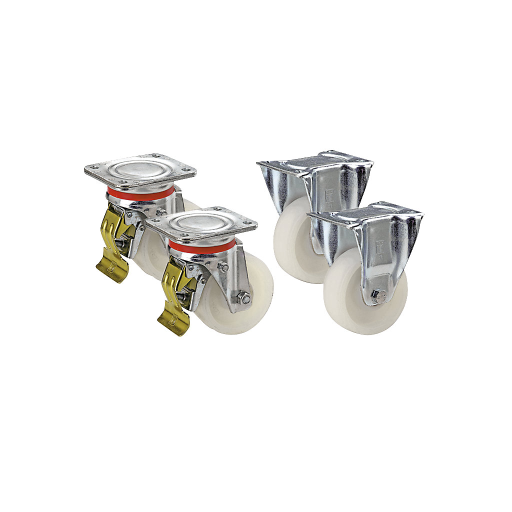 Lot de 4 roulettes pivotantes avec freins, 75 mm, en