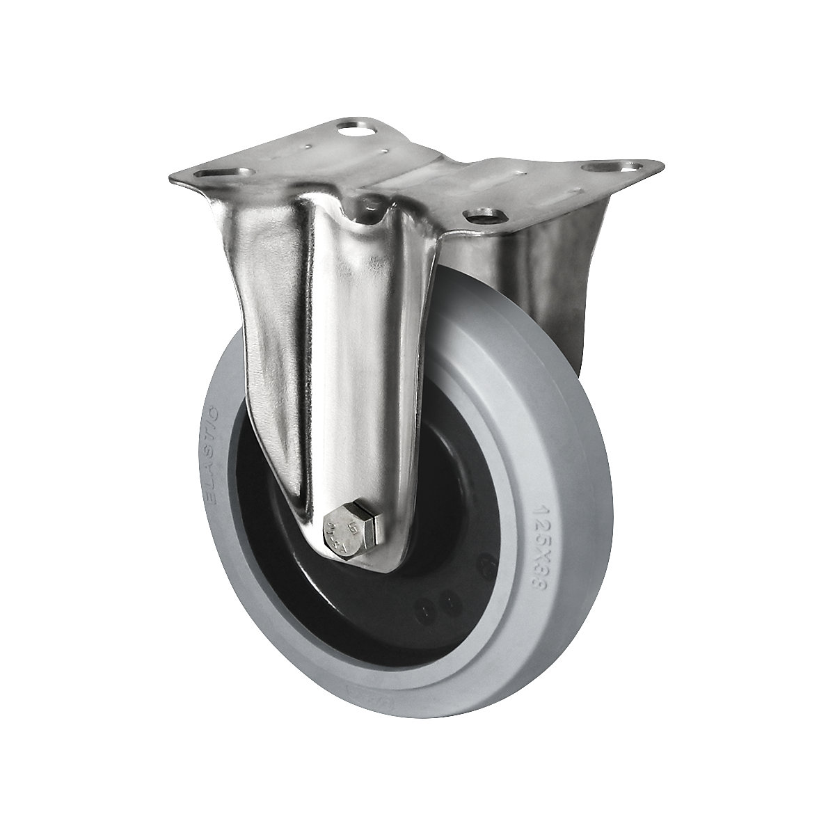 Pneu élastique sur jante PA, chape en inox