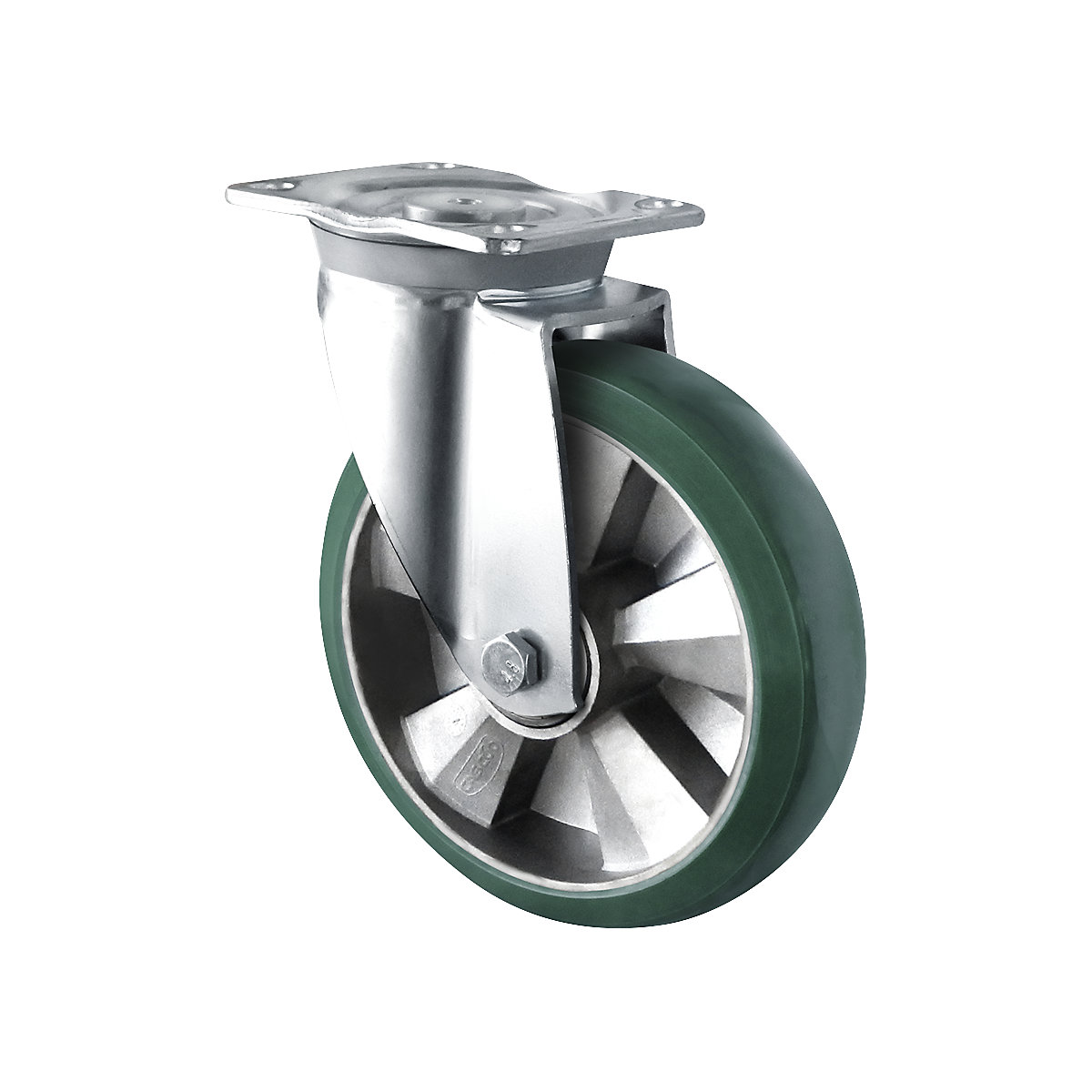 Roulette en PU élastique vert, Ø x largeur roue 125 x 50 mm, à partir de 2 pièces, roulette pivotante-3
