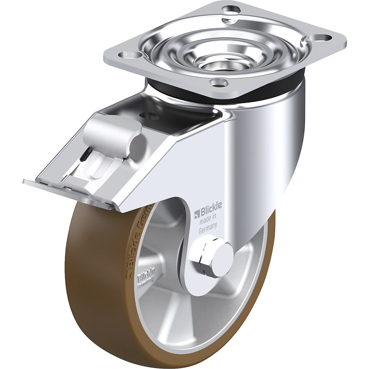 Roulette pivotante en tôle d'acier LK-ALB-FI, Ø roue 125 mm, force 350 kg, dimensions platine 100 x 85 mm