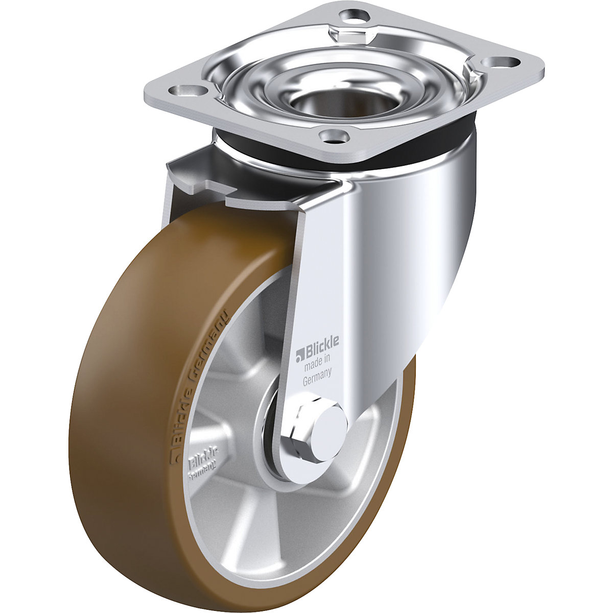 Roulette pivotante en tôle d'acier LK-ALB, Ø roue 125 mm, force 350 kg, dimensions platine 100 x 85 mm