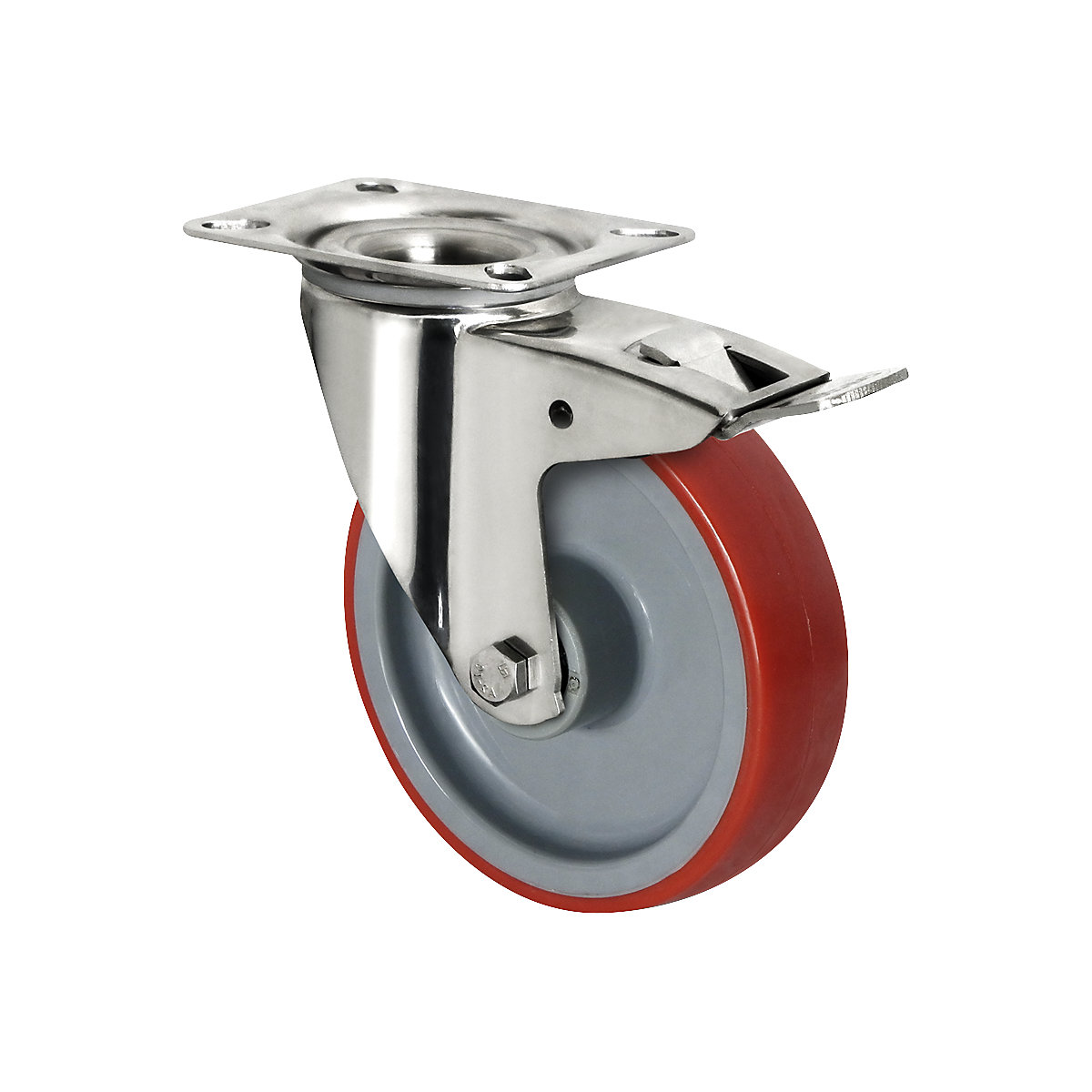 Roulette polyuréthane sur jante polyamide – eurokraft basic, Ø x largeur roue 160 x 50 mm, à partir de 2 pièces, roulette pivotante avec blocage double