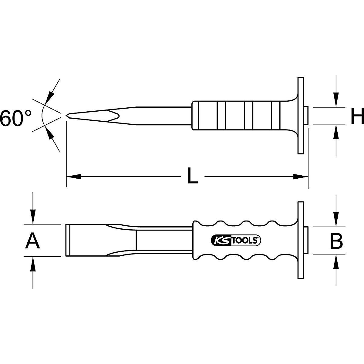 Plochý sekáč s ochrannou rukoväťou – KS Tools (Zobrazenie produktu 2)-1