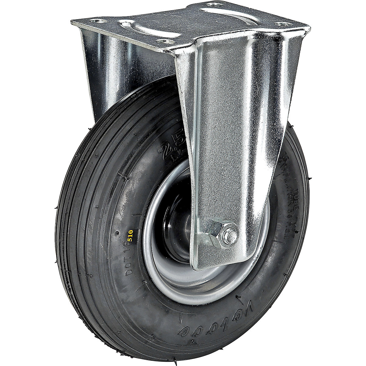 Neumático sobre llanta de chapa de acero