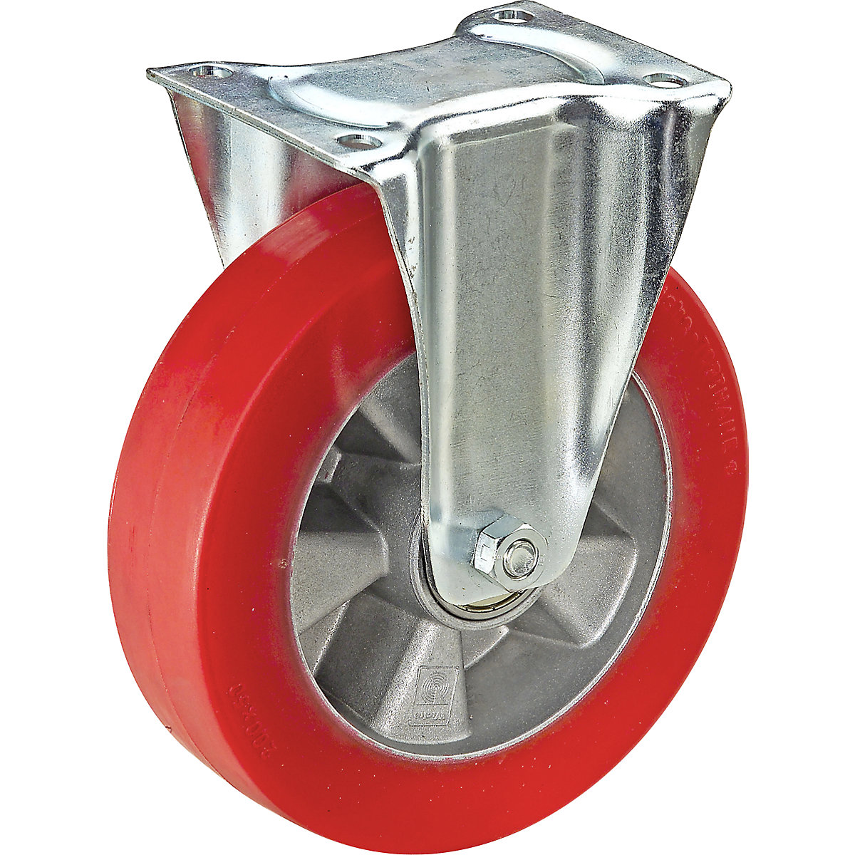 Cubierta de poliuretano sobre llanta de aluminio – Wicke, Ø x anchura de la rueda 160 x 50 mm, rueda fija, carga máx. 300 kg-6
