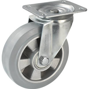 Ruota in gomma piena elastica, grigia