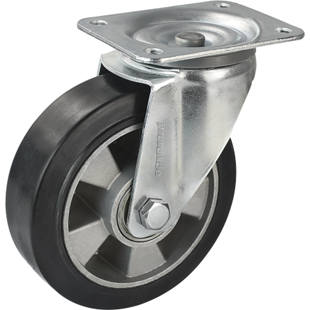 Ruota in gomma piena elastica, nera