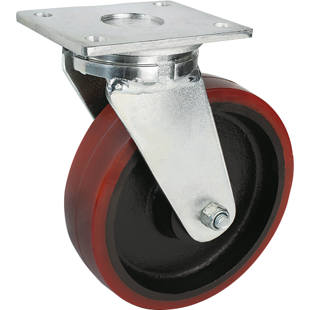 Ruota in poliuretano, dimensioni piastra 175 x 140 mm