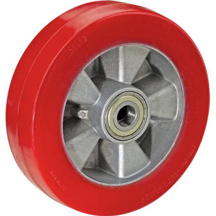 Ruota in poliuretano, rosso, su cerchioni in alluminio