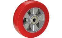 Ruota in poliuretano, rosso, su cerchioni in alluminio