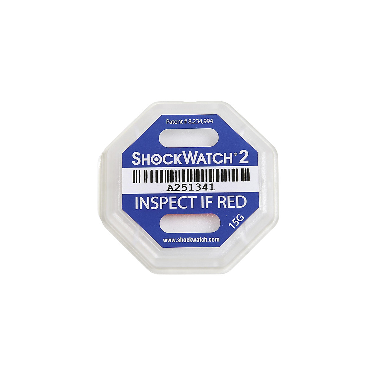 Indicateurs de choc Shockwatch® 2, avec label, lot de 25, 17 g/50 ms, bleu-3