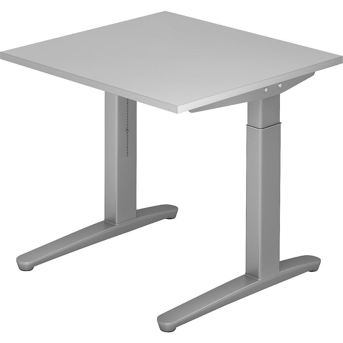 Psací stůl s podstavcem s nohami ve tvaru C ANNY – eurokraft pro, výškově přestavitelné 650 – 850 mm, šířka 800 mm, světle šedá