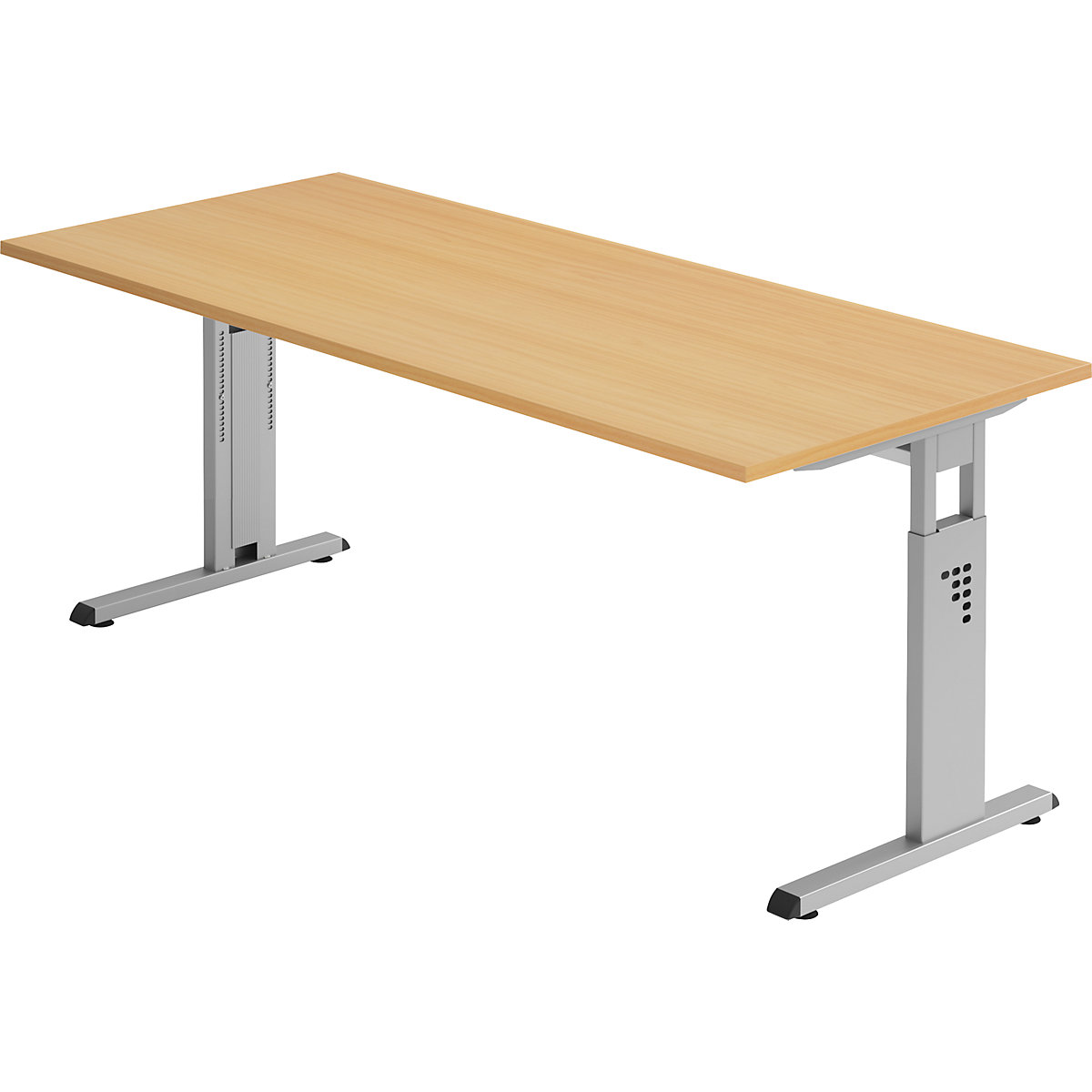 Psací stůl s podstavcem s nohami ve tvaru C FINO, výškově přestavitelné 680 – 760 mm, š x h 1800 x 800 mm, bukový dekor-7