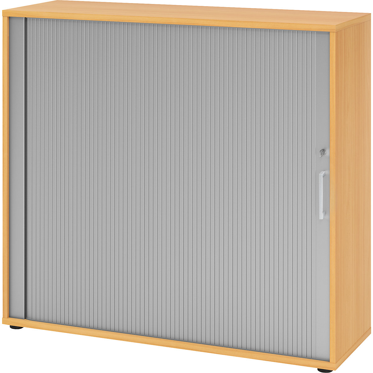 Armoire à rideaux RENATUS – eurokraft pro, hauteur 1100 mm, 2 tablettes de chaque côté, façon hêtre-10