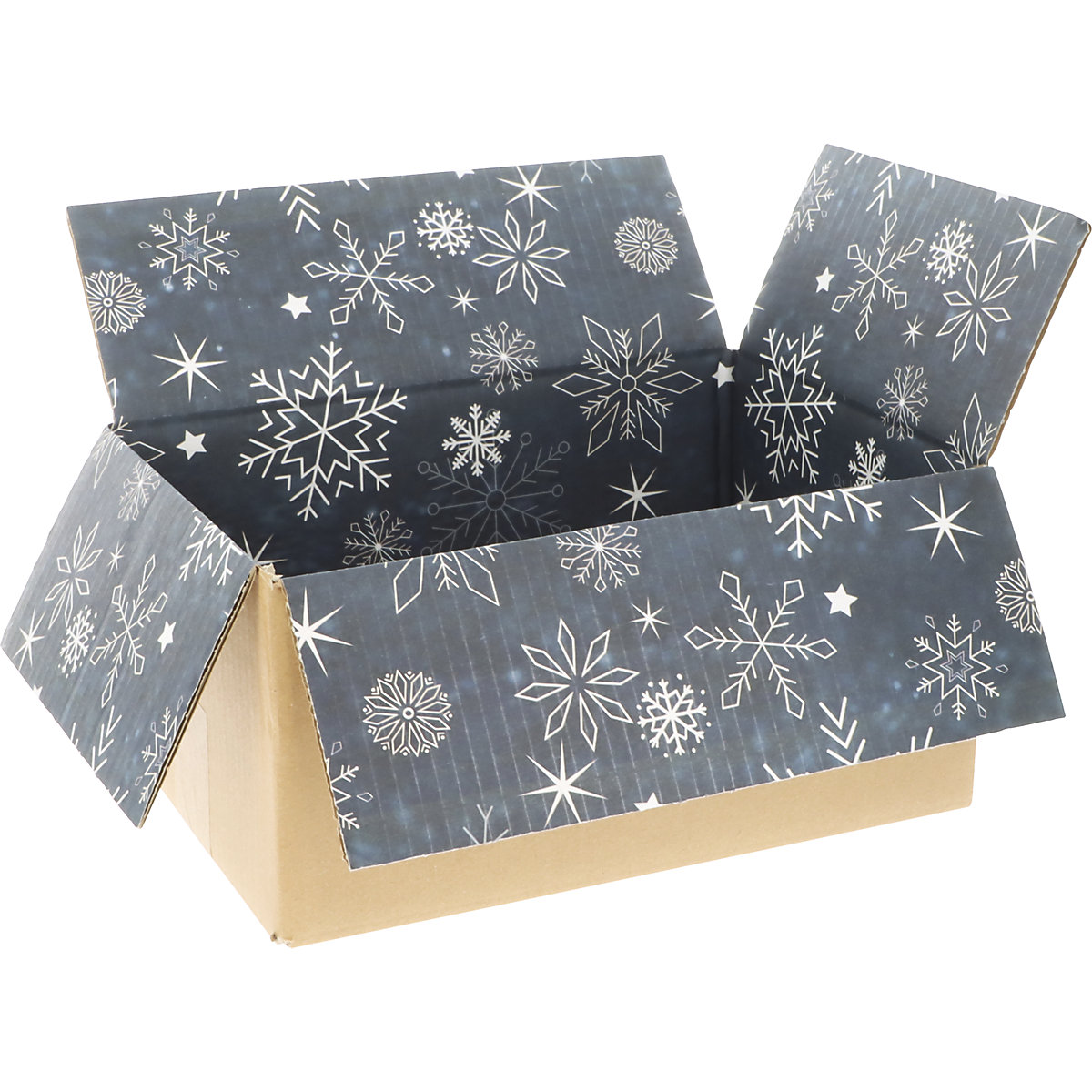 Boîte pliante en carton ondulé avec impression intérieure Christmas, mat, dim. int. 310 x 215 x 140 mm, lot de 20-1