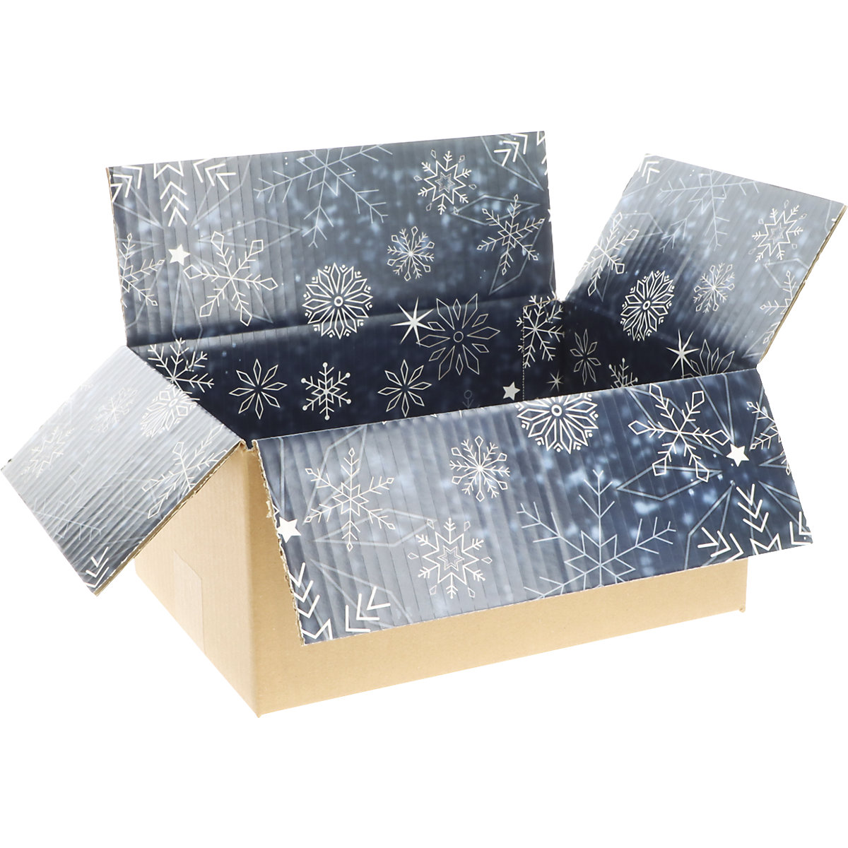 Boîte pliante en carton ondulé avec impression intérieure Christmas, ultra-brillant, dim. int. 310 x 215 x 140 mm, lot de 20-2