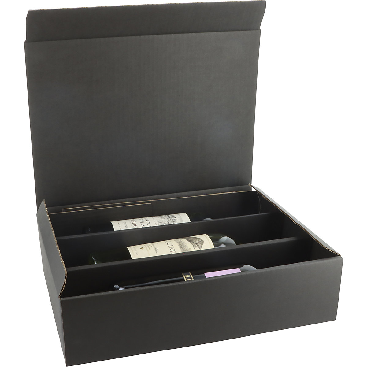 Boîte cadeau pour bouteilles – ratioform, noir, pour 3 bouteilles, à partir de 5 pièces-4