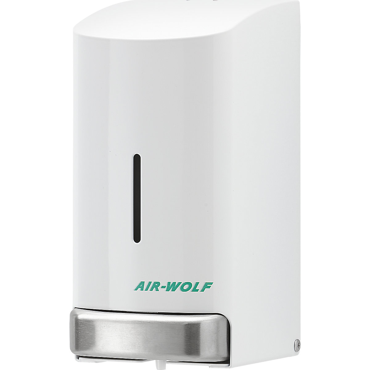 Roestvast stalen zeepdispenser – AIR-WOLF, inhoud 0,8 l, met witte coating