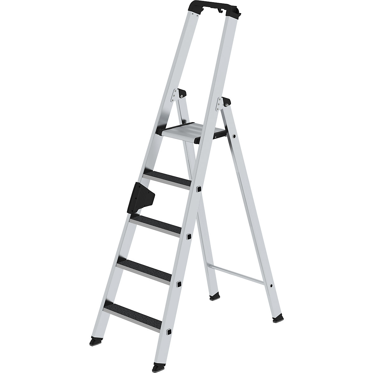 Scară fixă dublă cu trepte CLIP-STEP – MUNK, cu urcare pe o singură parte, antiderapant R13, 5 trepte