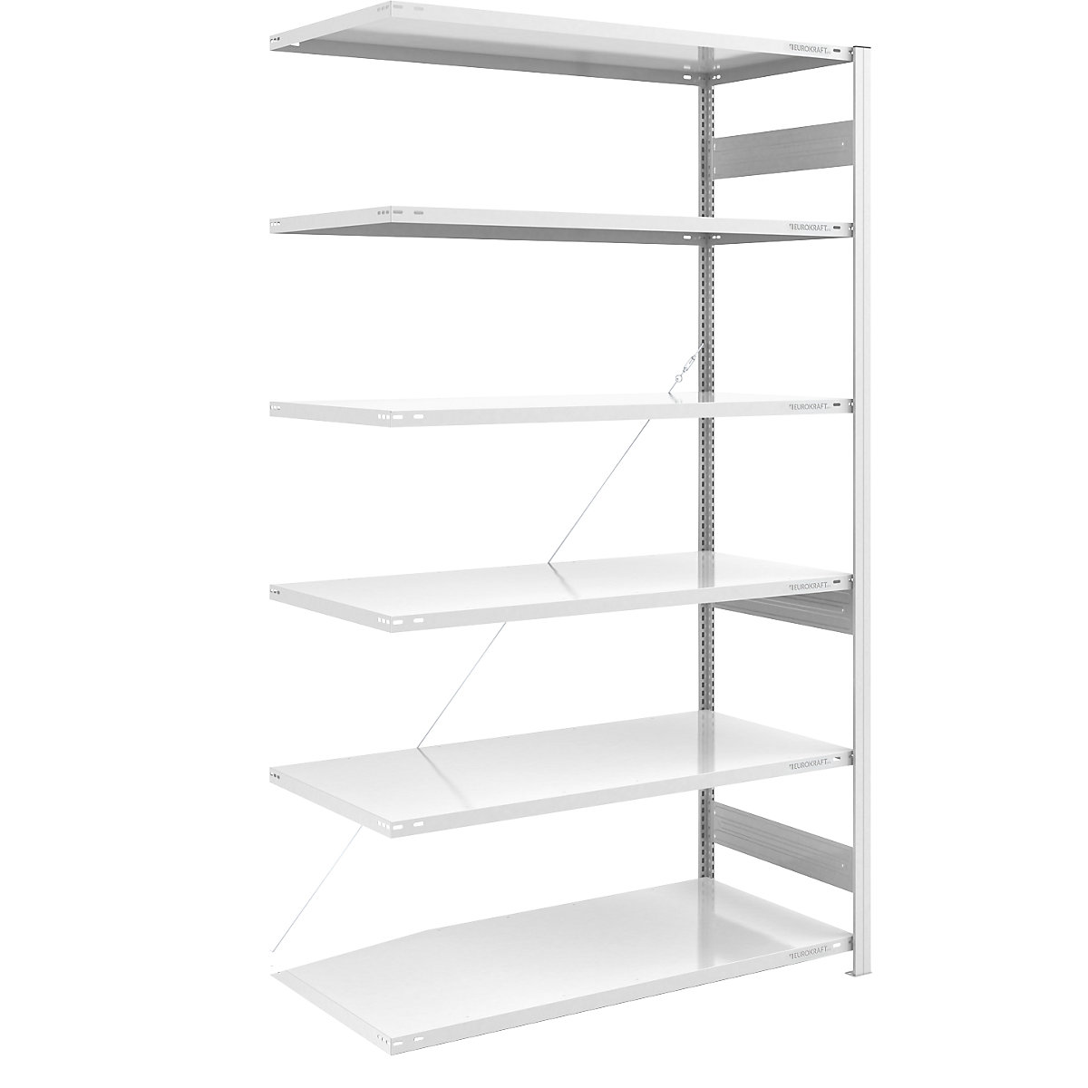 Scaffale a innesto a ripiani lunghi, RAL 7035 - eurokraft pro