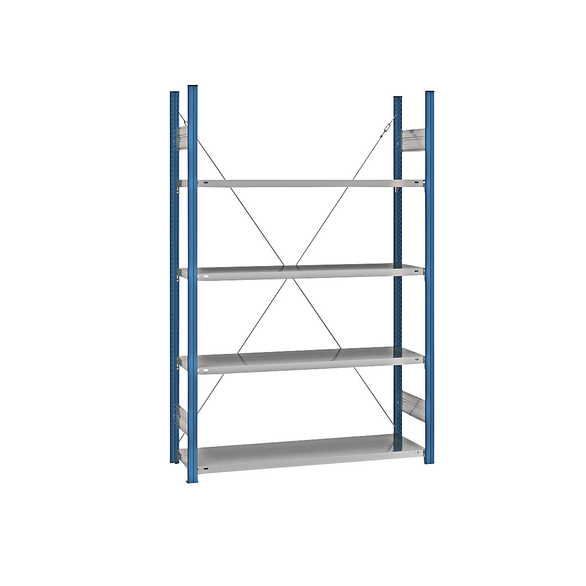 Scaffale a innesto a ripiani – eurokraft pro, blu / zincato, altezza scaffale 2000 mm, larghezza ripiano 1215 mm, scaffale portante, profondità ripiano 450 mm-9