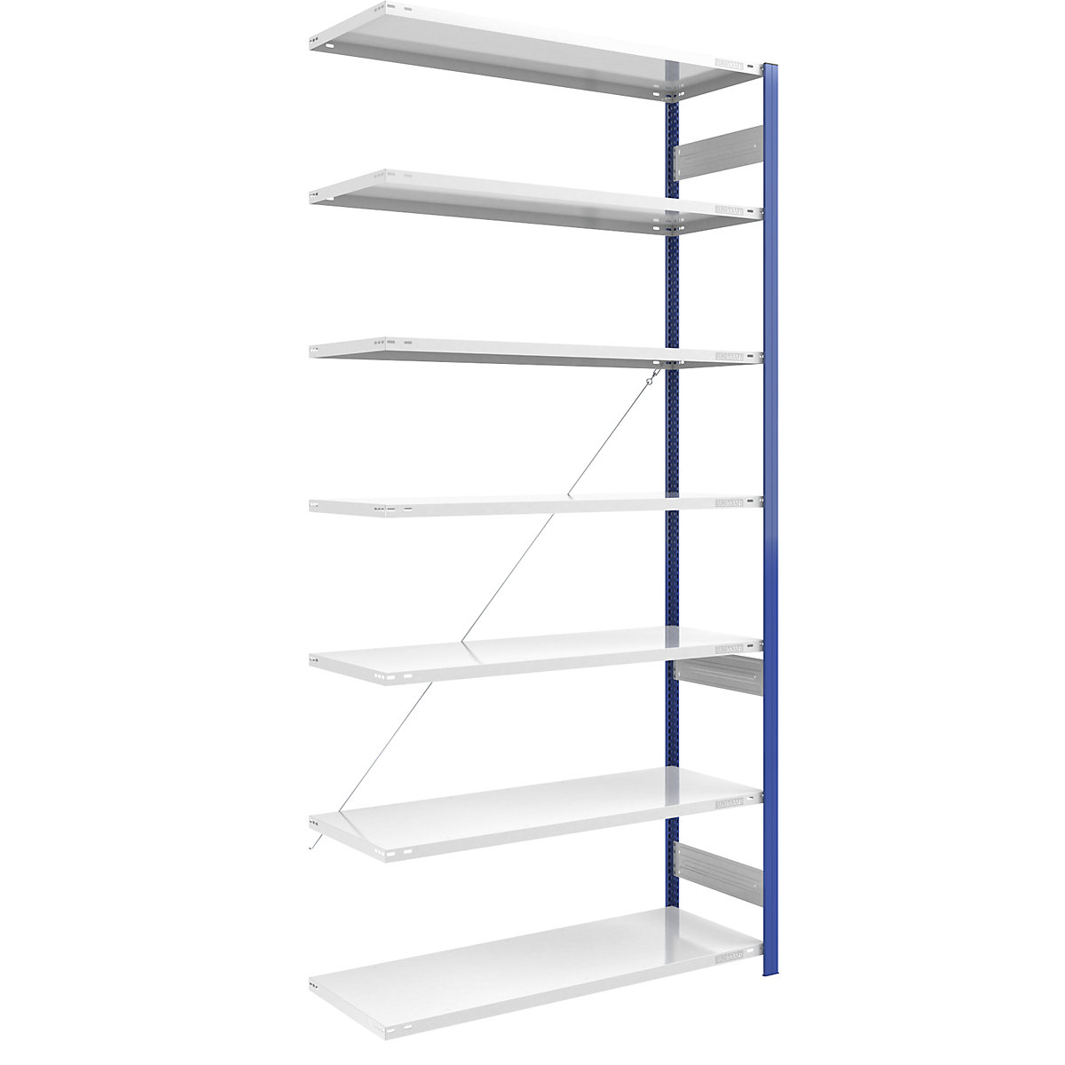 Scaffale a innesto per magazzino, montanti blu – eurokraft pro