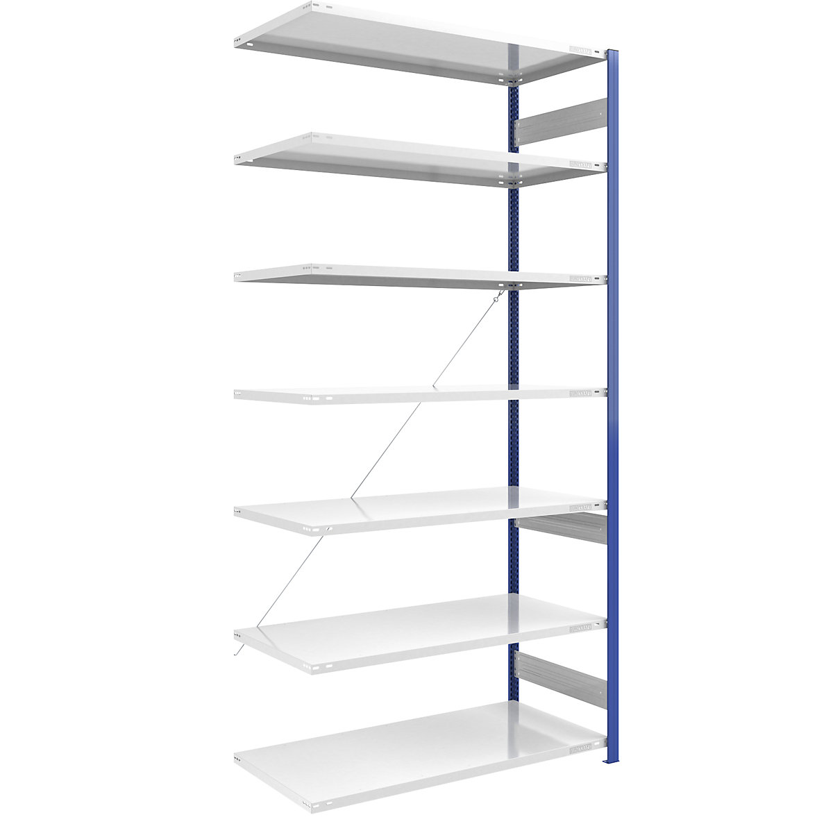 Scaffale a innesto per magazzino, montanti blu – eurokraft pro