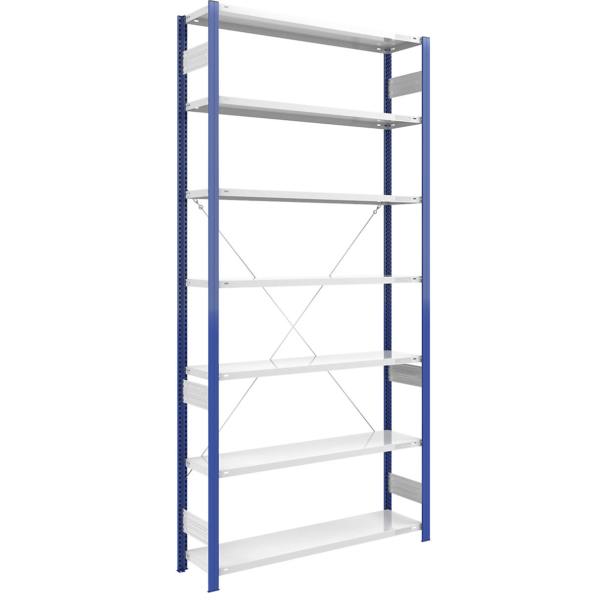Scaffale a innesto per magazzino, montanti blu – eurokraft pro