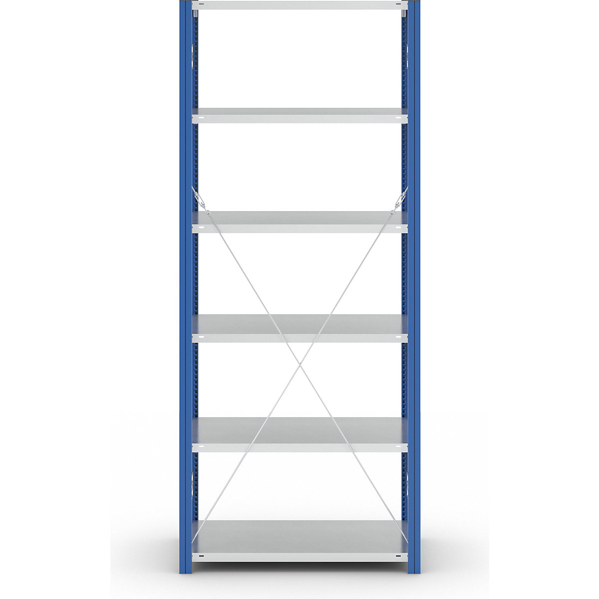 Scaffale a innesto per magazzino, montanti blu, ripiano zincato – eurokraft pro (Foto prodotto 12)-11