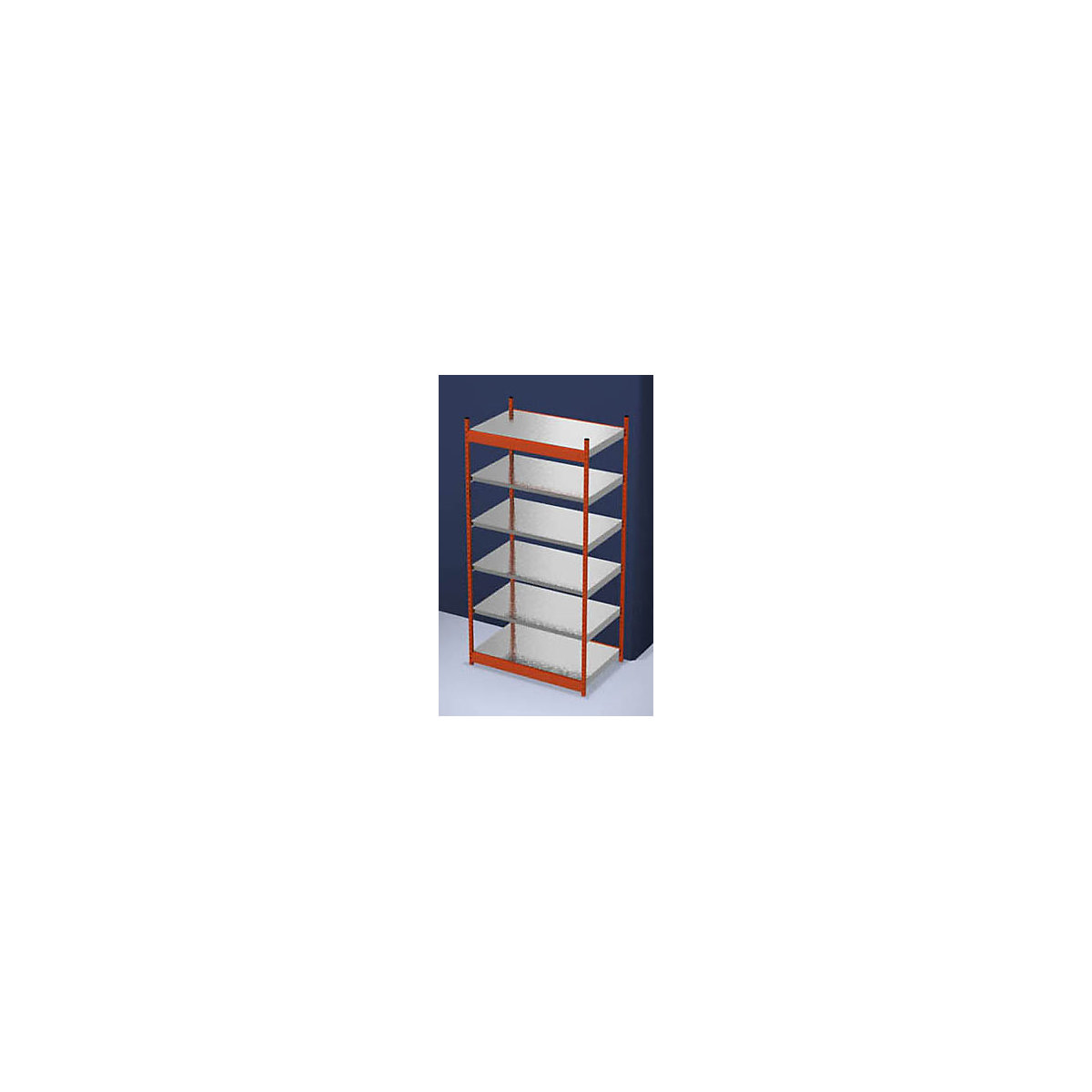Scaffale a innesto stabile, con 1 lato utile – hofe, altezza scaffale 2500 mm, arancio / zincato, larghezza ripiani 1325 mm, sc. base, larghezza x profondità 1325 x 800 mm-6
