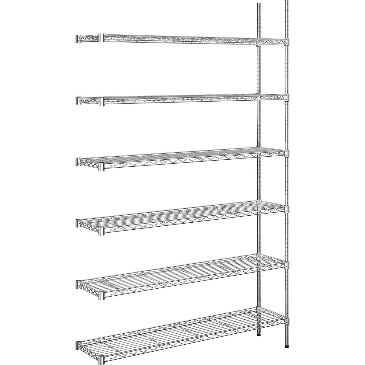 Scaffale grigliato in filo d'acciaio, cromato