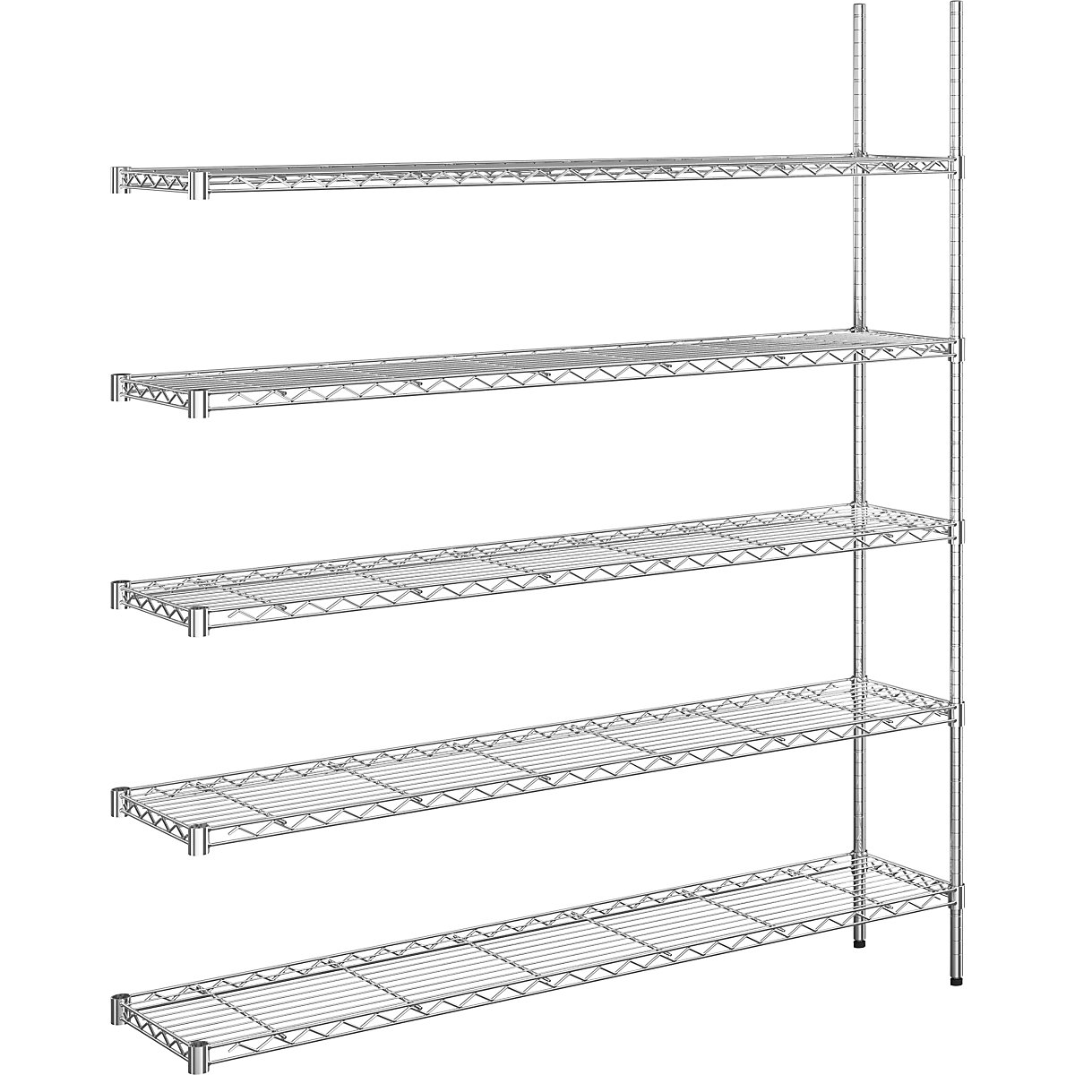 Scaffale grigliato in filo d'acciaio, cromato